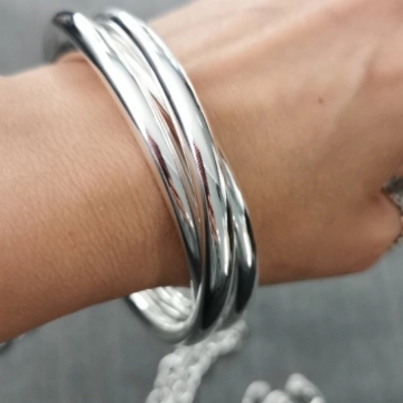 Boutique Jewelry - SOLD OUT RESTOCKING!! 925 Silver Smooth Cuff Bangle Bracelet